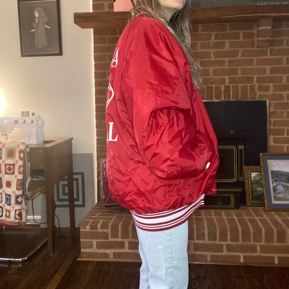 Vintage 1988 Minerva Football Quilted Snap Button Bomber Varsity Coat Ja… - Picture 3 of 16